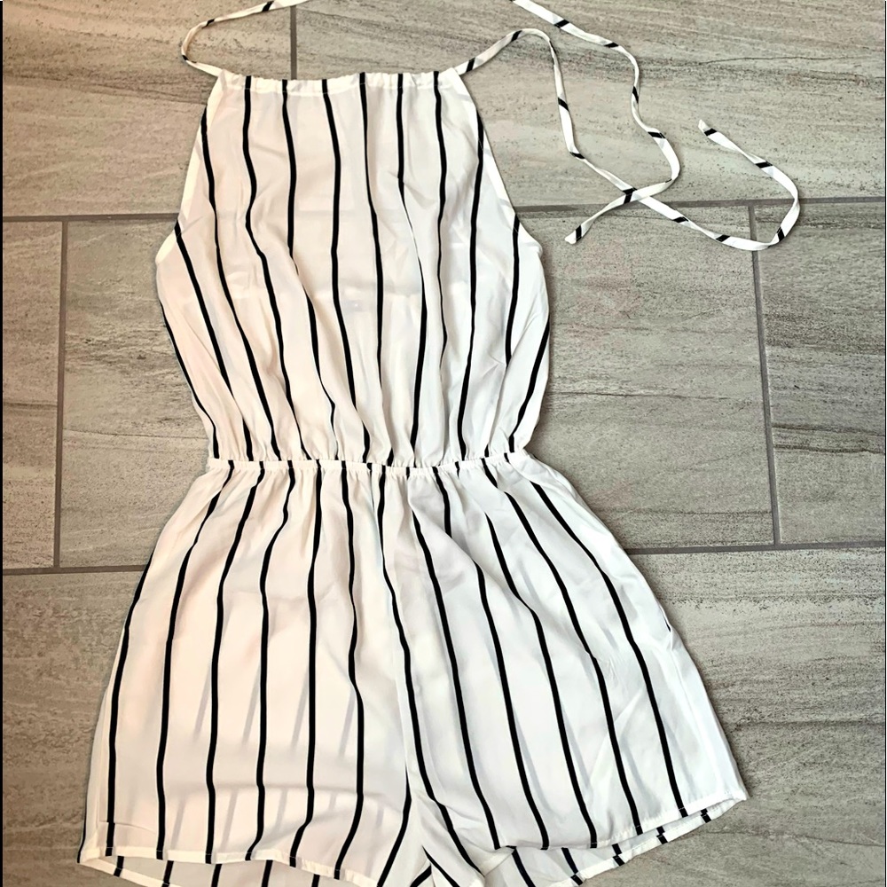Black and White Halter Romper